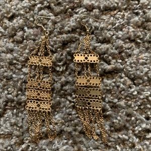 Gold hanging earrings